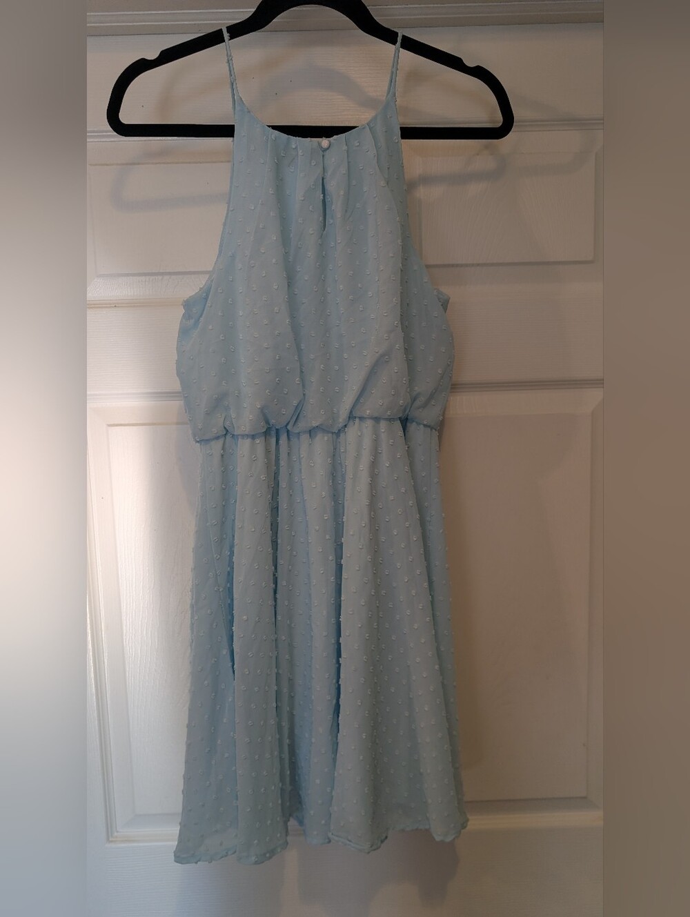 NEW Blue Rain Womens Light Blue Swiss Dot Halter Top Dress Francesca's Small NWT - Picture 13 of 16